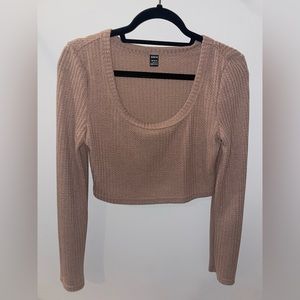 Pink, cropped, Long-sleeve shirt from SHEIN